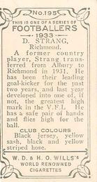 1933 Wills's Victorian Footballers (Small) #195 Douglas Strang Back